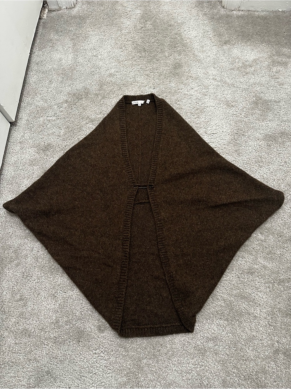 Vince Open-Front Knit Poncho in Dark Brown Size Small